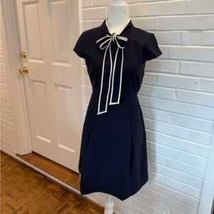 J Crew Navy Work Dress with Bow Detail